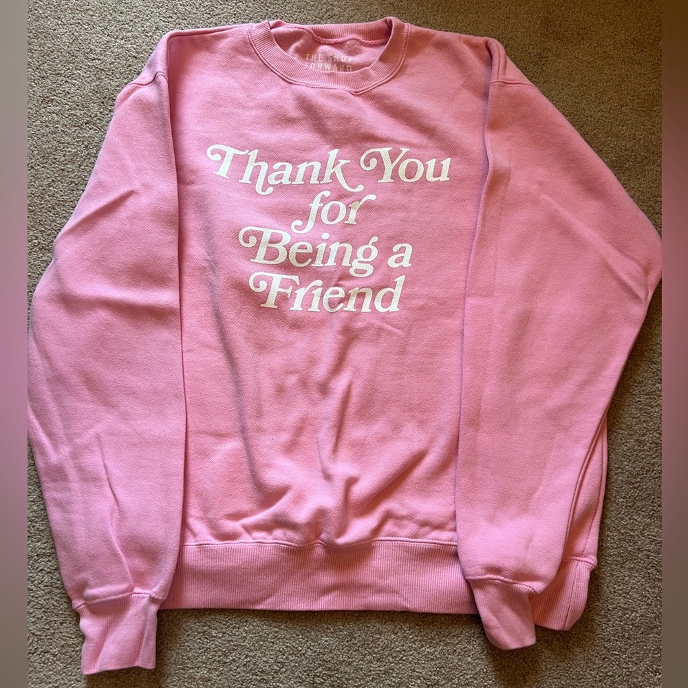 Pink crew neck sweatshirt, golden girls, thank you for being a friend, size L